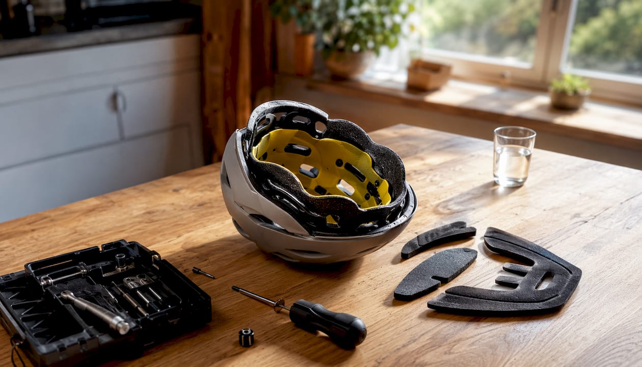 Zoom sur les moindres détails d’un casque de vélo éco-conçu