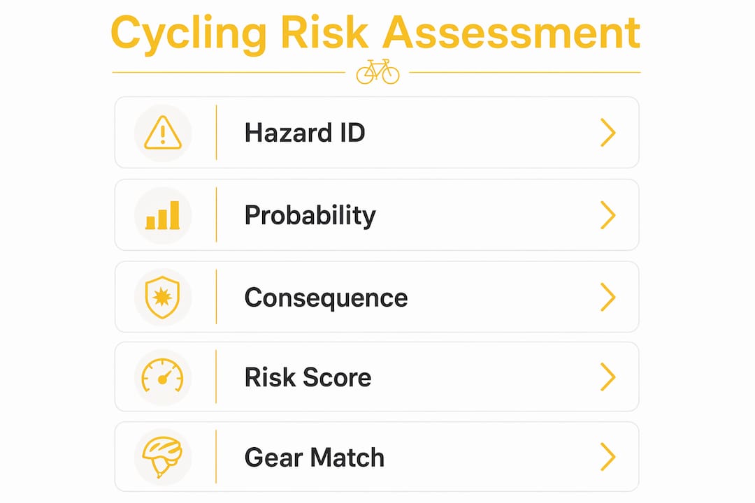 Infographic showing cycling risk assessment process steps