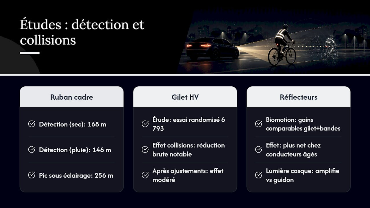 Ce que disent les études sur les bénéfices du marquage réfléchissant — overview diagram
