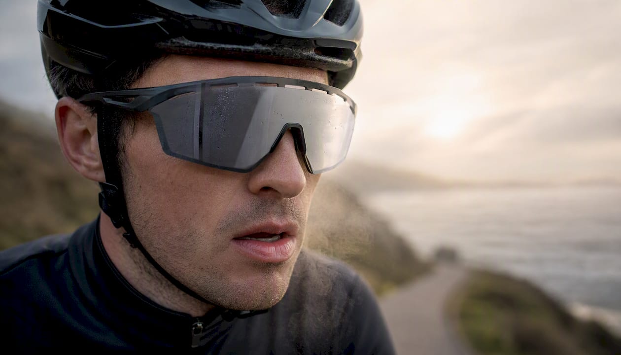Lunettes de vélo aérées avec traitement antibuée – vue rapprochée en extérieur