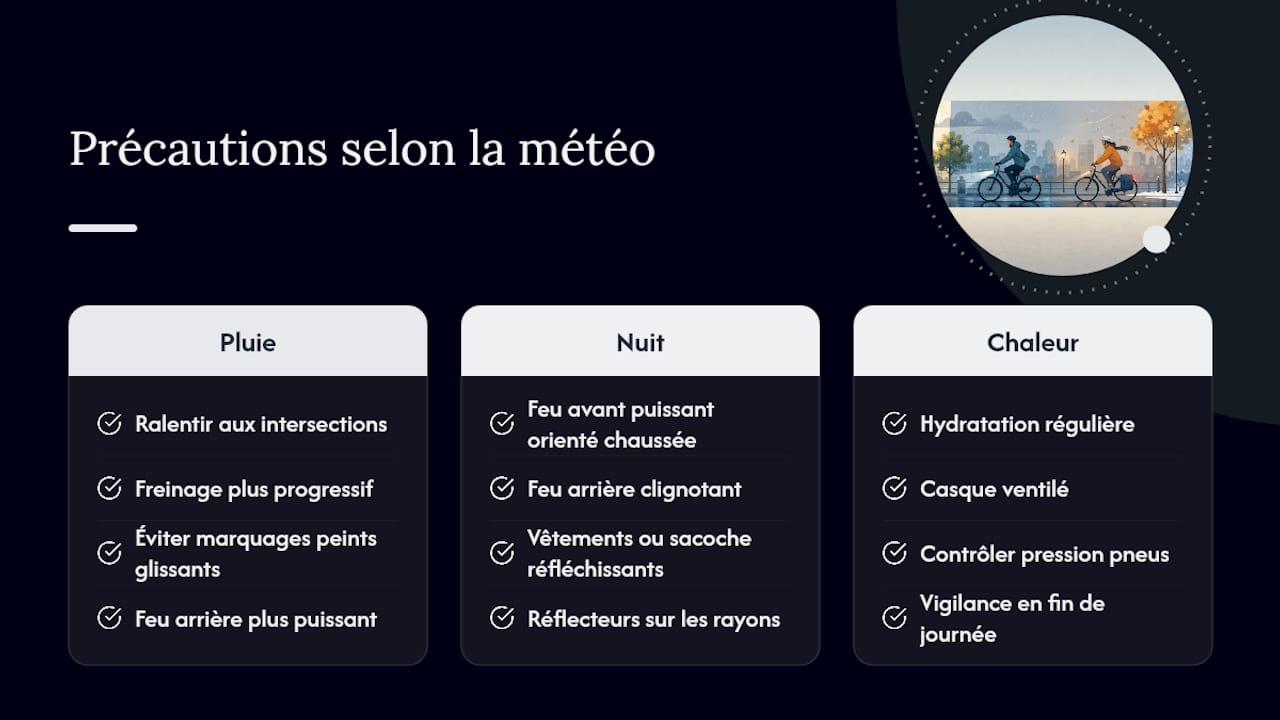 Rouler sous la pluie, la nuit ou par forte chaleur : que change la météo ? — overview diagram