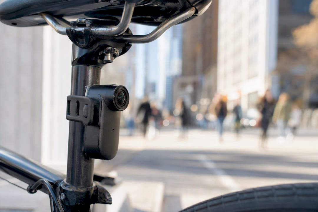 Rear bike camera mounted on seatpost