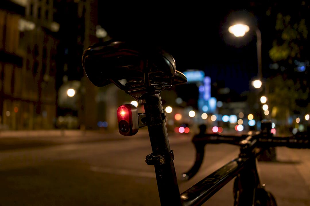 Bike rear camera on seatpost at night