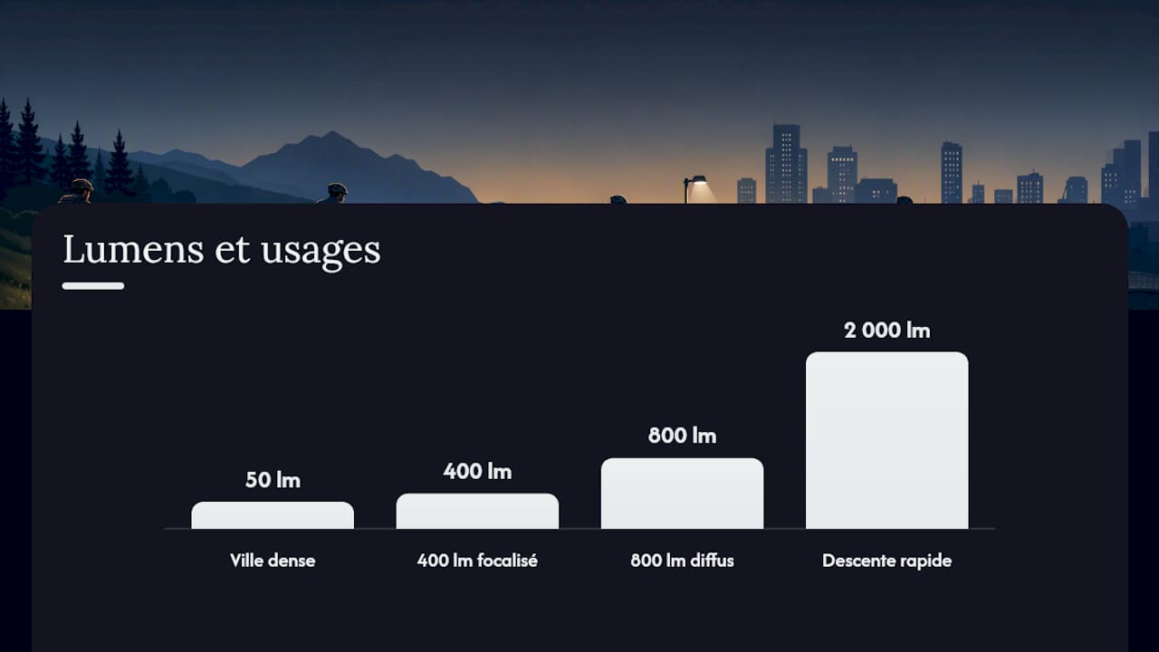 Comparaison entre lumens, lux et faisceau pour vélo