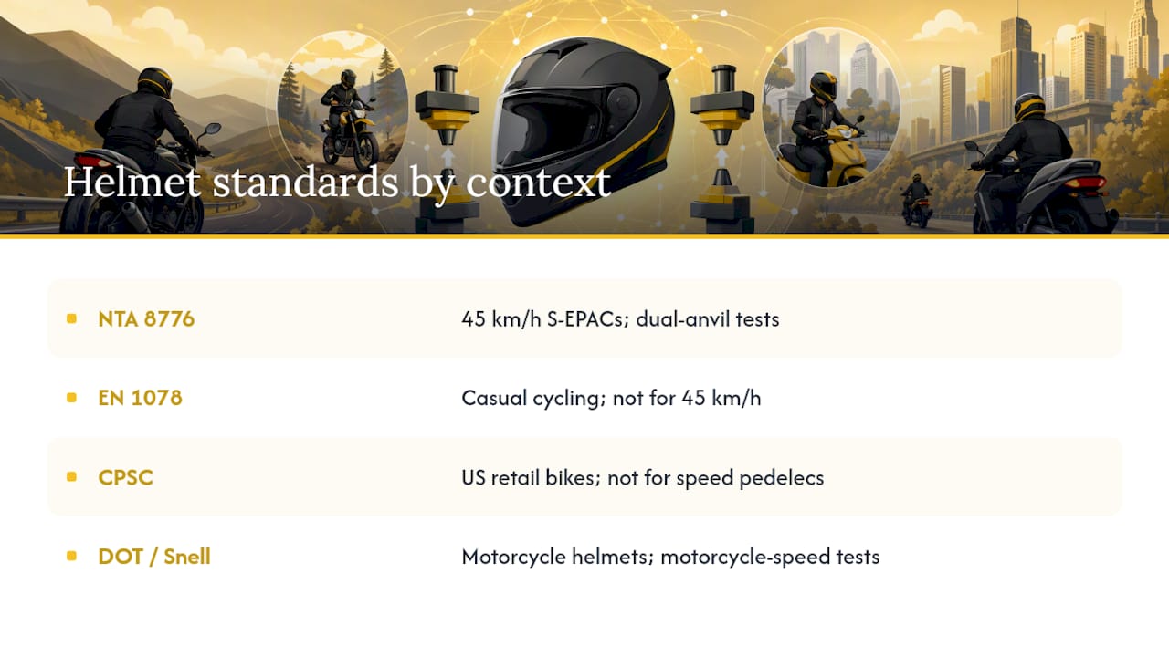 Comparison of global helmet certification standards