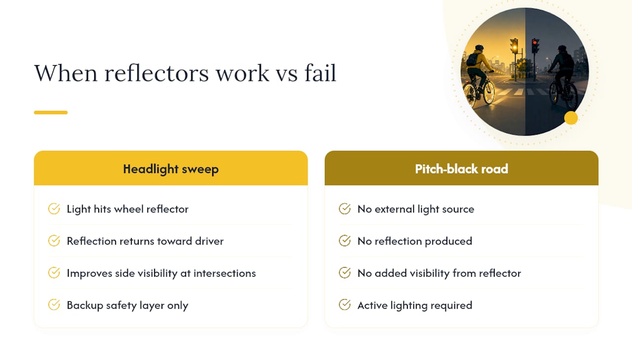 How headlights activate passive reflectors