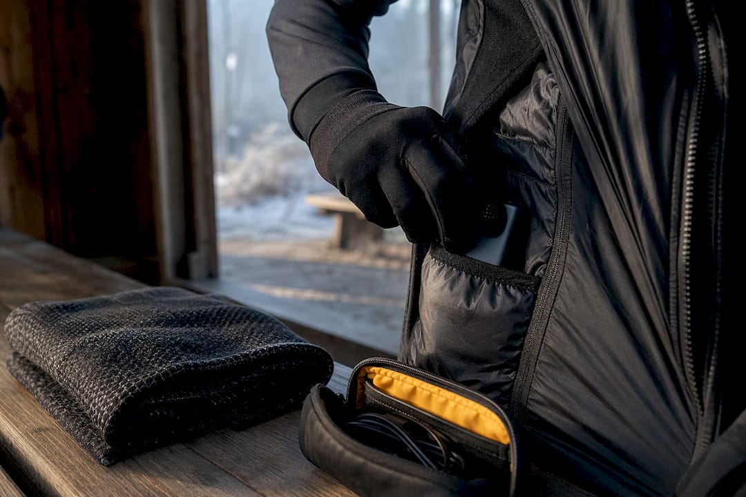Spare battery placed in insulated cycling pocket