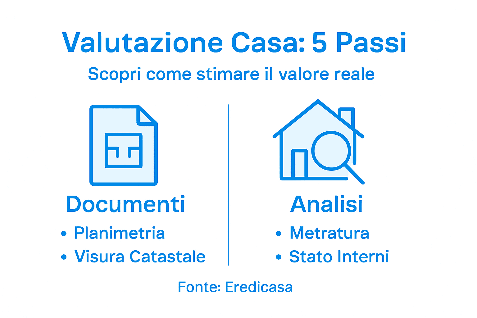 Infografica in italiano: come si svolge la valutazione di un immobile
