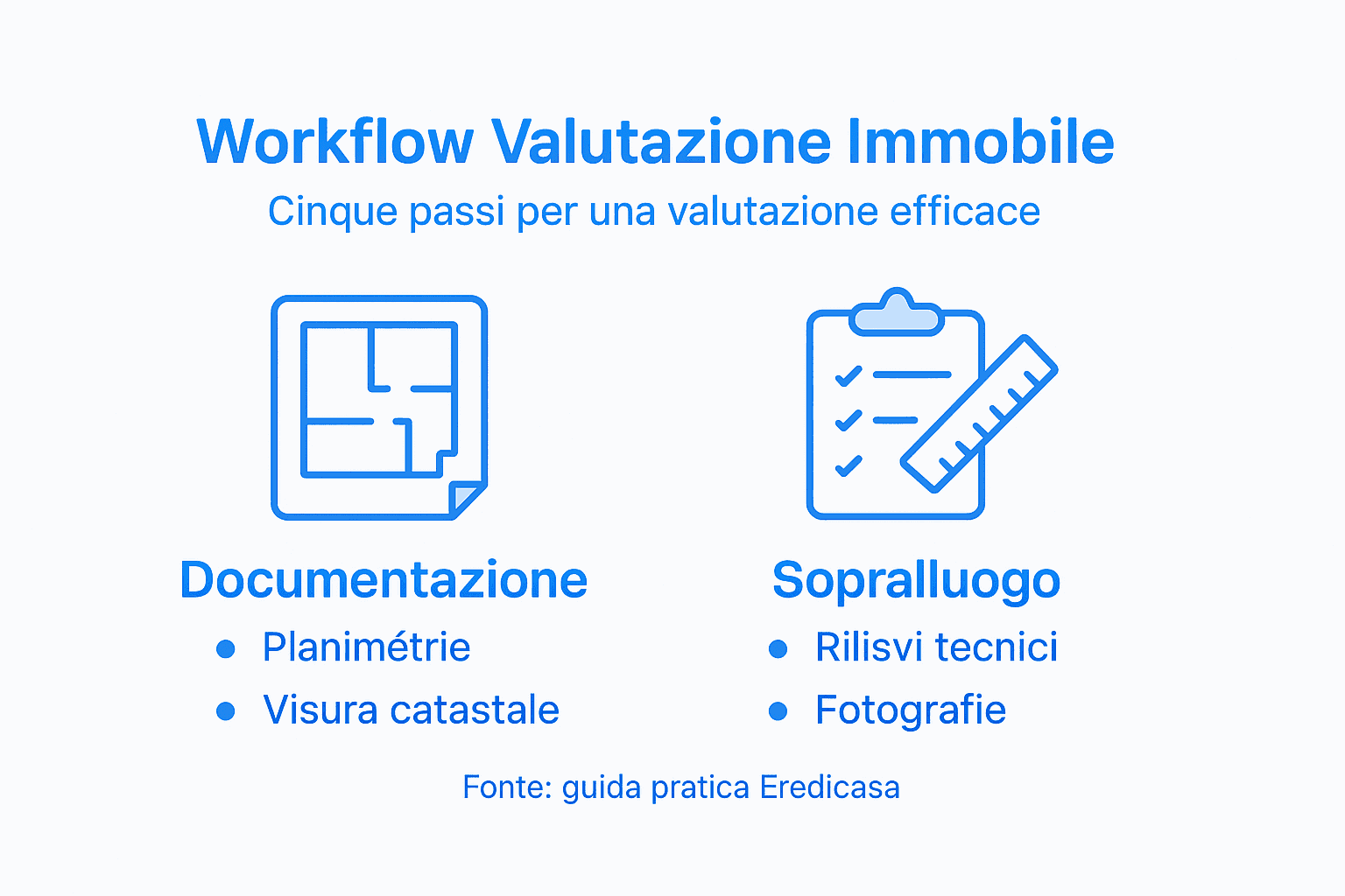 Schema illustrativo del processo di valutazione immobiliare