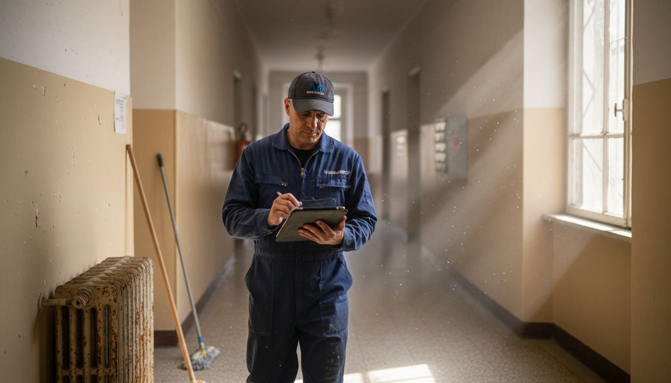 Un tecnico sta effettuando il controllo periodico dell’immobile.