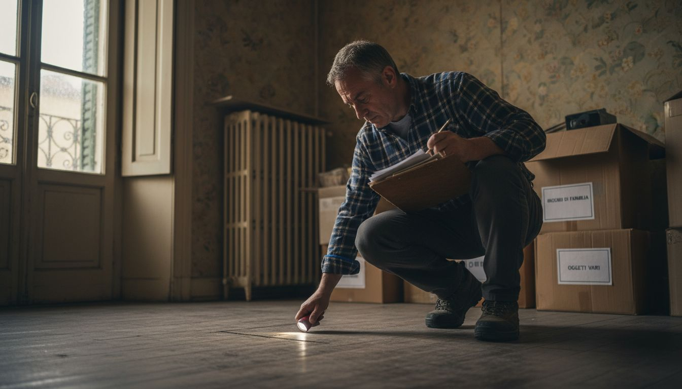 Un esperto effettua un sopralluogo per valutare lo stato dell’immobile appena ereditato.