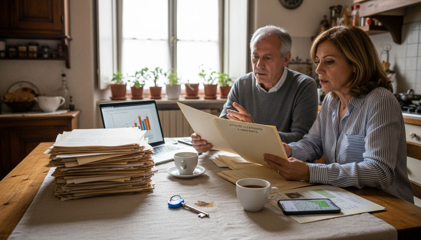 Due fratelli discutono la possibile vendita della casa mentre sono seduti in cucina.