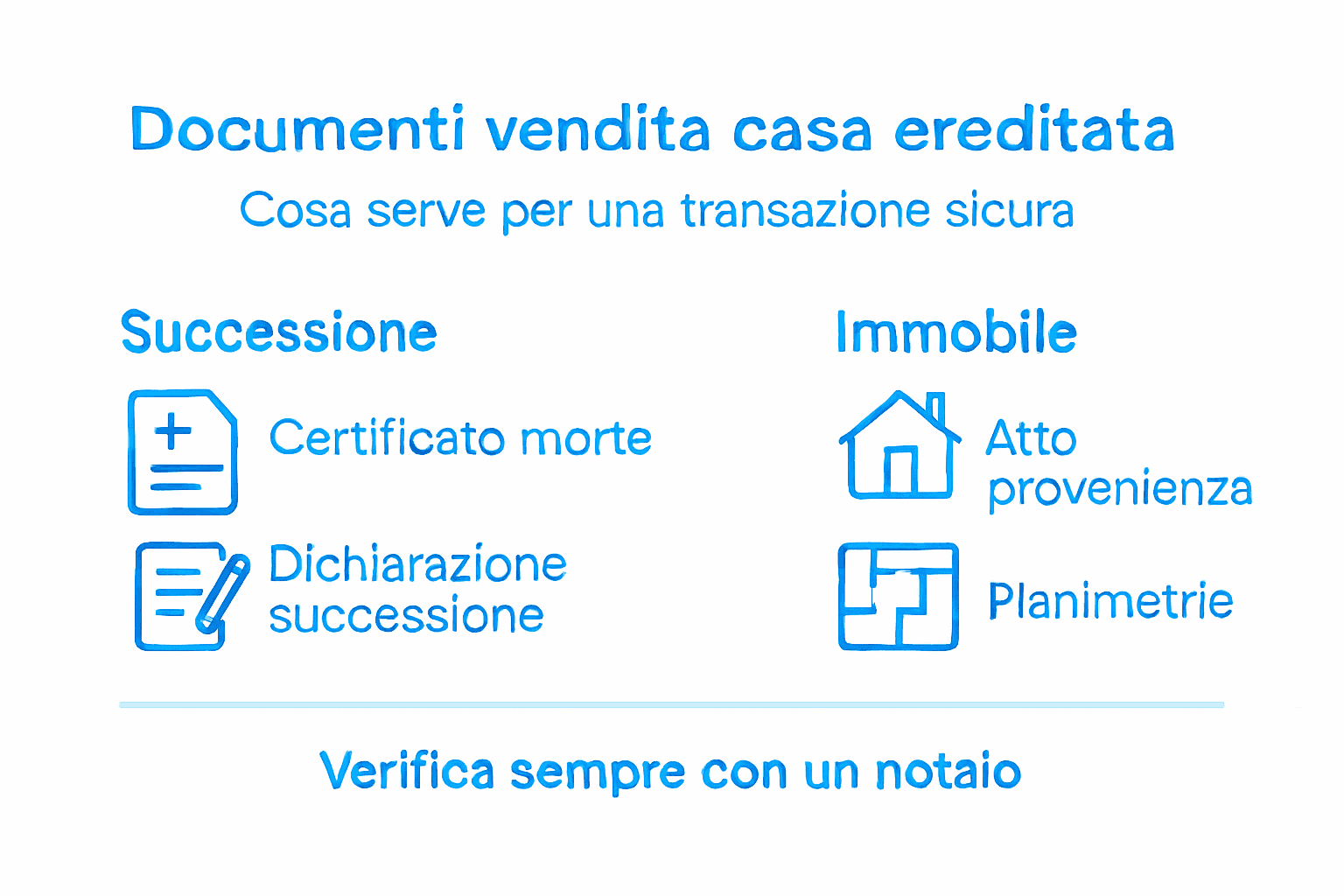 Infografica: tutti i documenti necessari per vendere una casa ricevuta in eredità