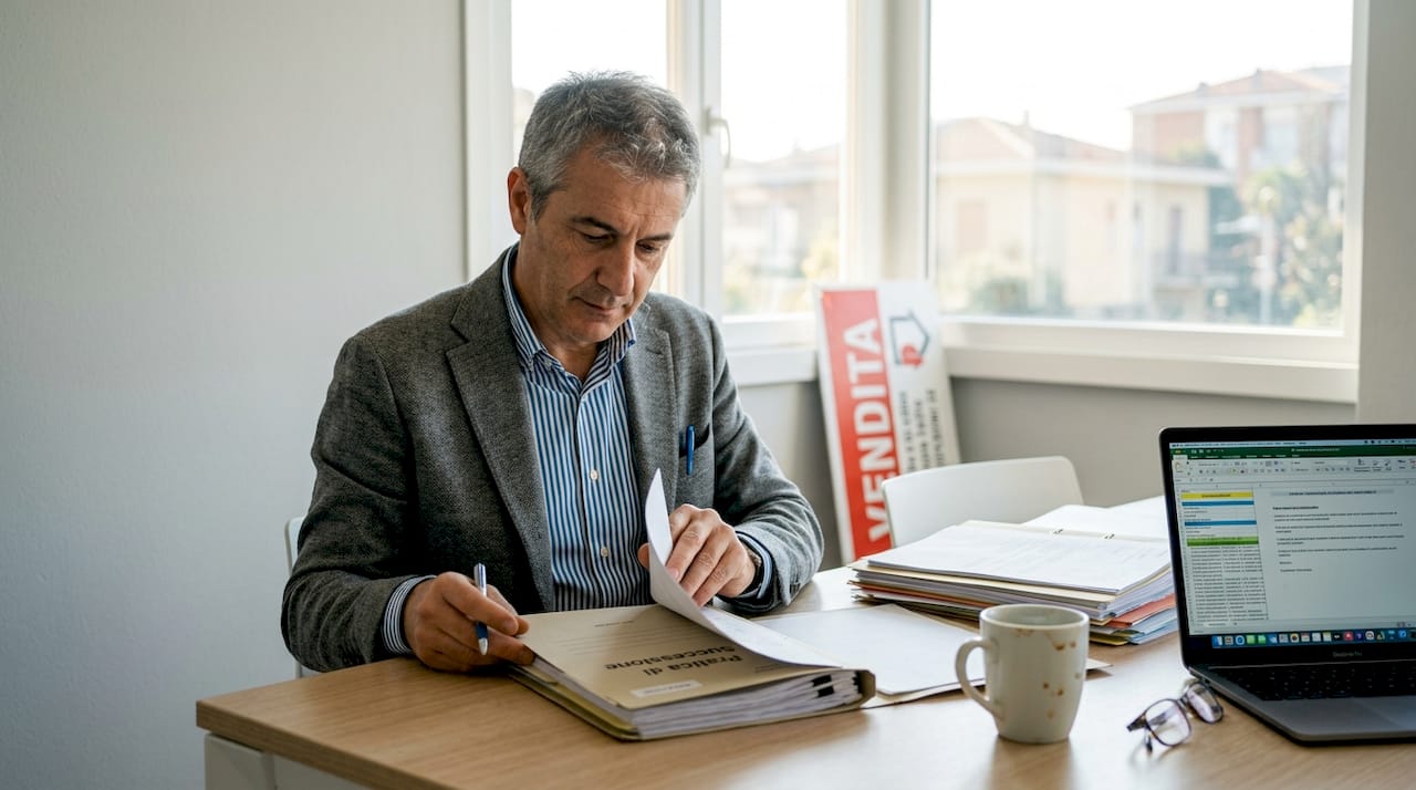 L’agente immobiliare si occupa della verifica e dell’analisi della documentazione relativa alla successione.