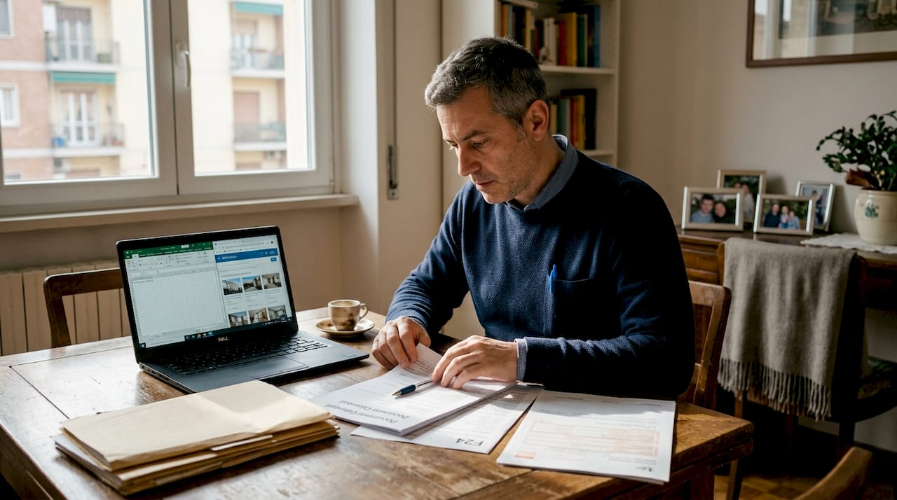 Un consulente esamina la documentazione fiscale comodamente da casa.