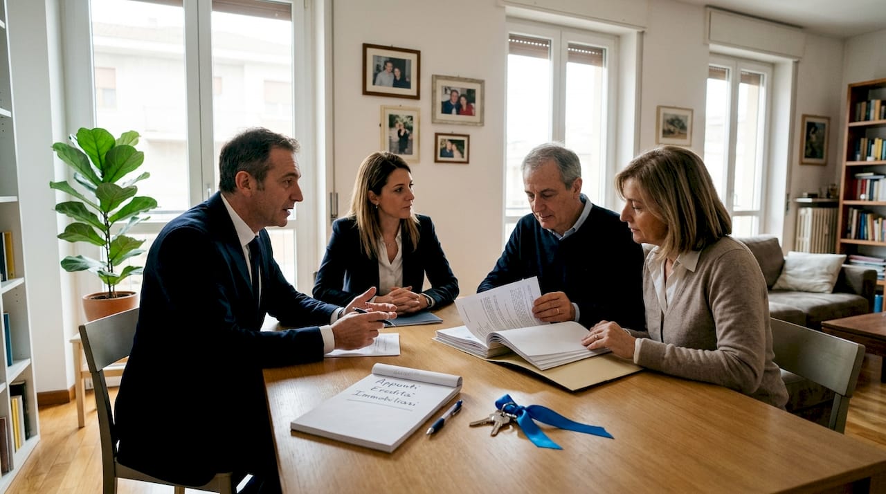 Incontro tra consulenti e eredi per decidere la gestione della proprietà