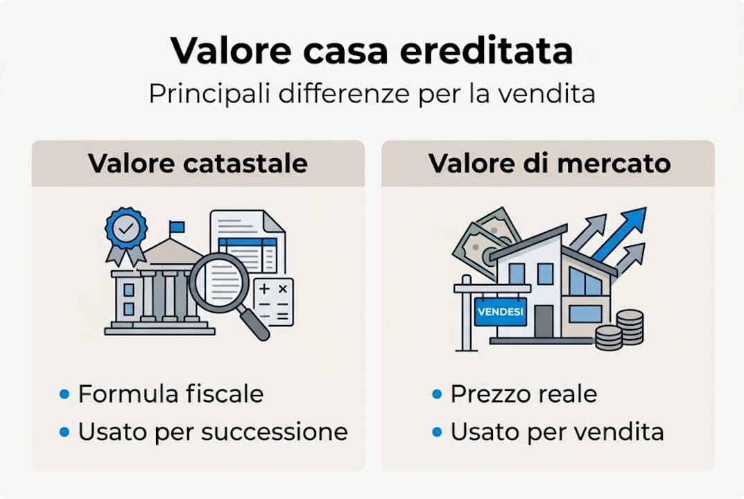 Infografica: confronto tra valore catastale e valore di mercato