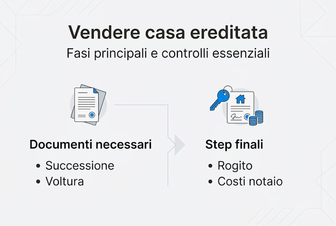 Infografica: le tappe fondamentali per vendere una casa ricevuta in eredità
