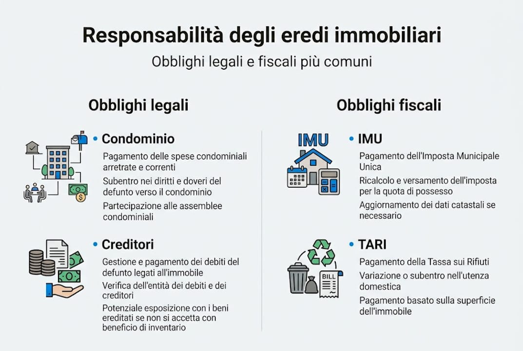 Guida illustrata agli obblighi legali e fiscali per chi eredita un immobile