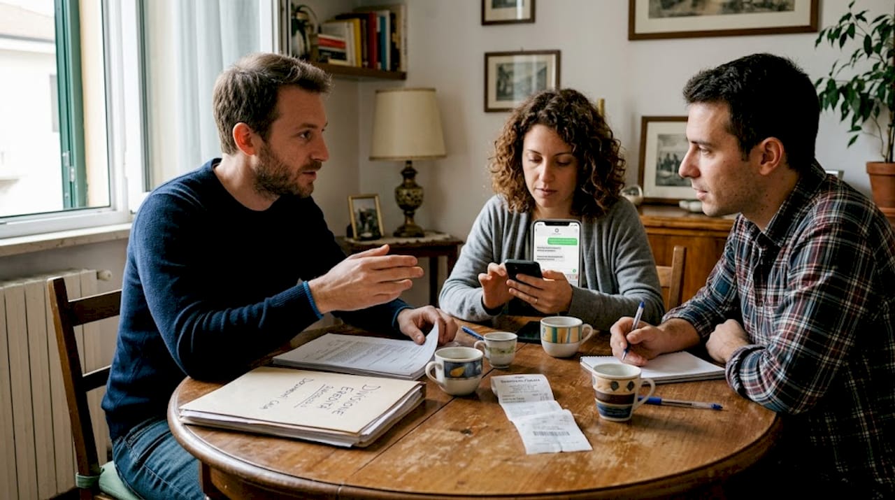 I familiari che si confrontano sulla suddivisione dell’eredità