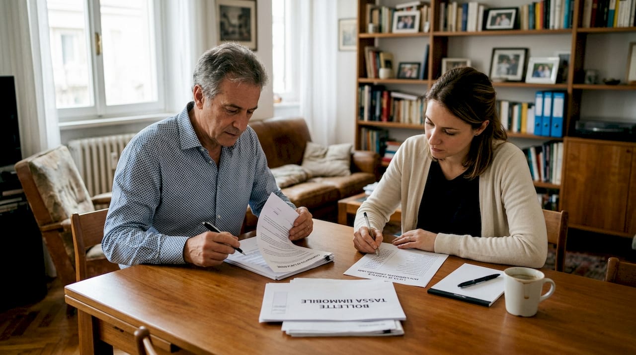 In famiglia, ci si riunisce in casa per esaminare insieme i documenti relativi all’eredità.