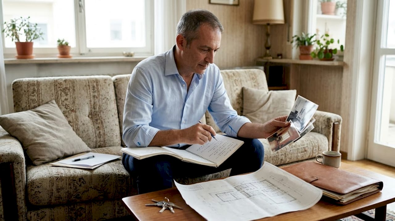 Un uomo sta valutando se andare a vivere nella casa che ha appena ereditato.