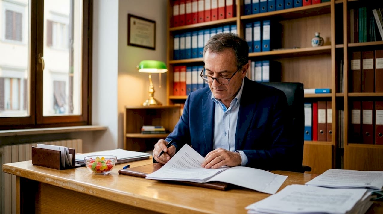 Il notaio controlla la regolarità dell’atto di compravendita.