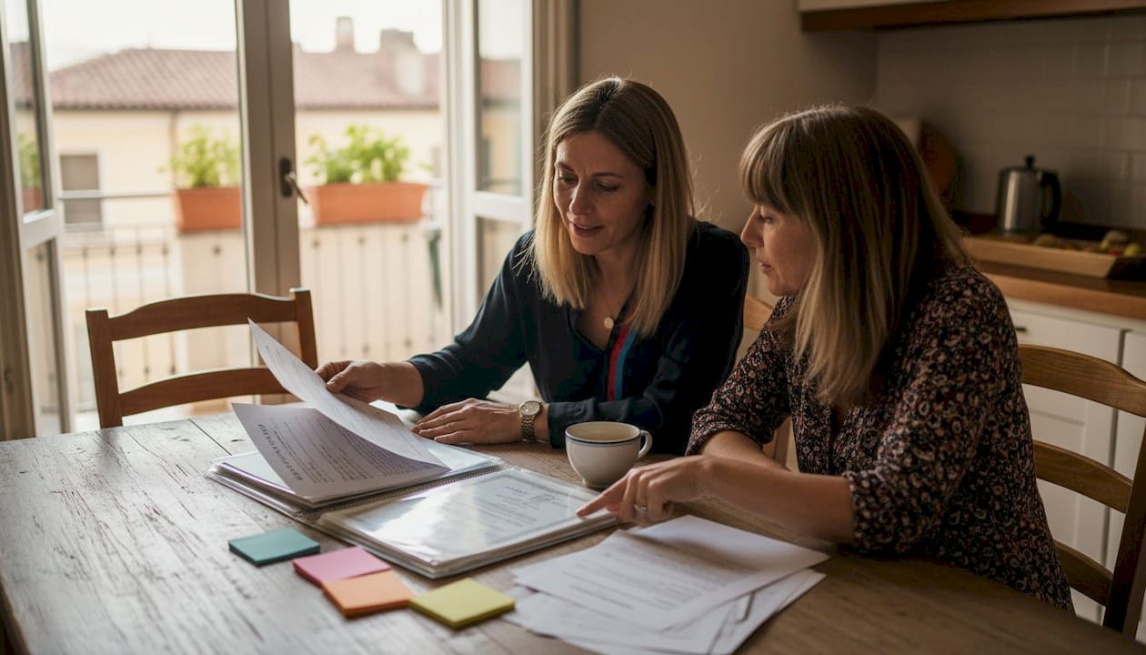 Gli eredi lavorano insieme alla gestione e alla compilazione dei documenti relativi all’eredità.
