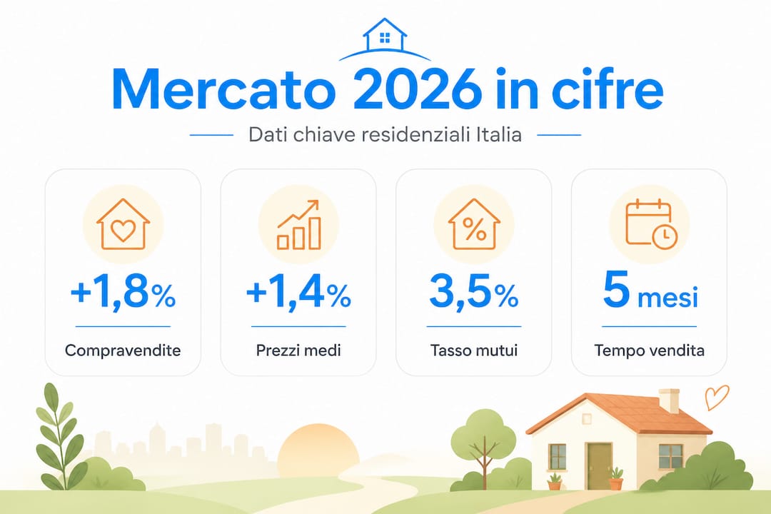 Panoramica dei principali dati del mercato immobiliare nel 2026 in un'infografica