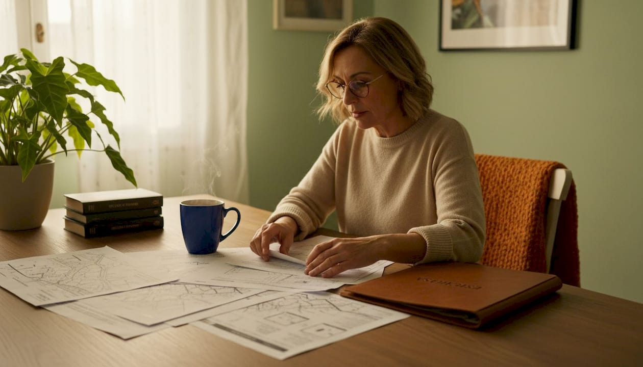 Una donna controlla i documenti legati all’eredità della casa.
