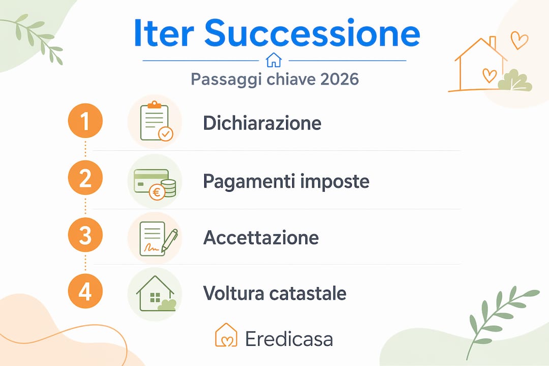 Schema illustrativo dei principali passaggi nella successione di beni immobili