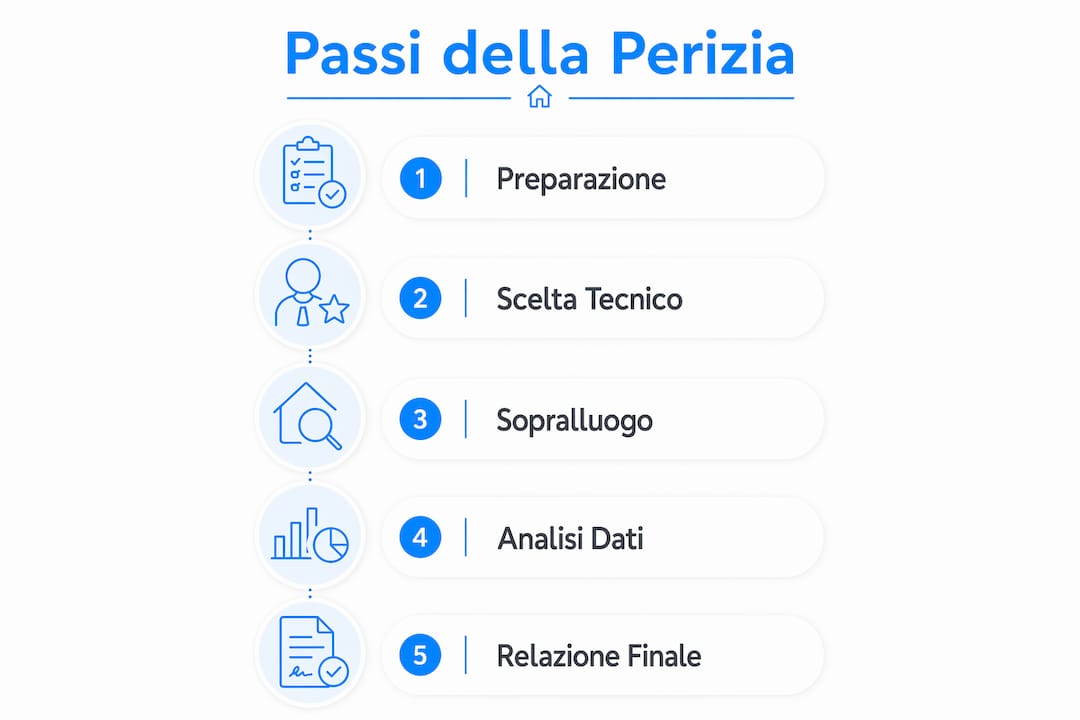Schematica dei passaggi necessari per richiedere una valutazione immobiliare