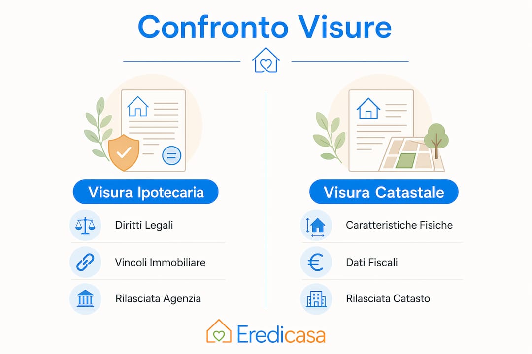 Infografica: differenze tra visura ipotecaria e visura catastale