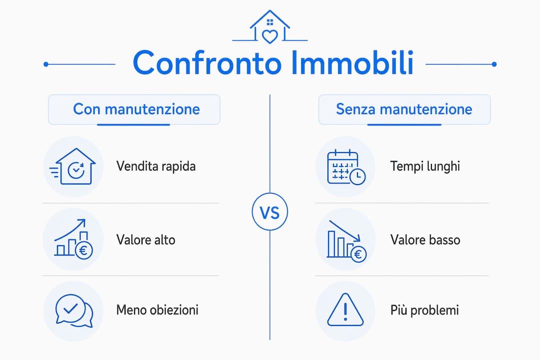 Grafico illustrativo: differenze tra case ben mantenute e immobili trascurati
