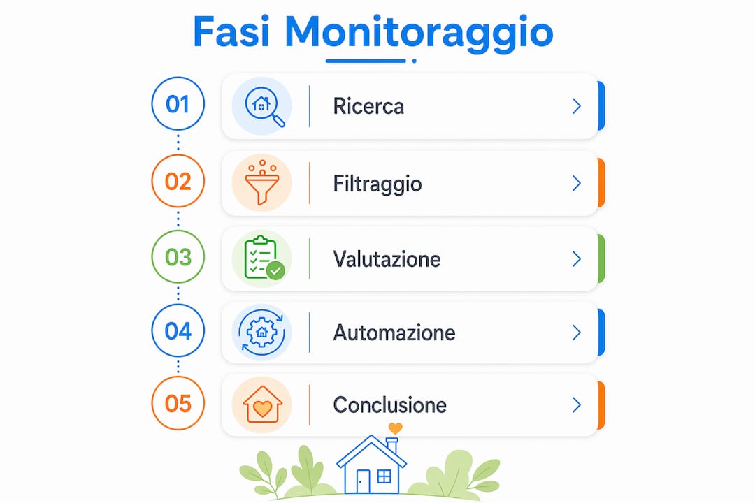 Infografica che illustra le principali tappe del monitoraggio immobiliare