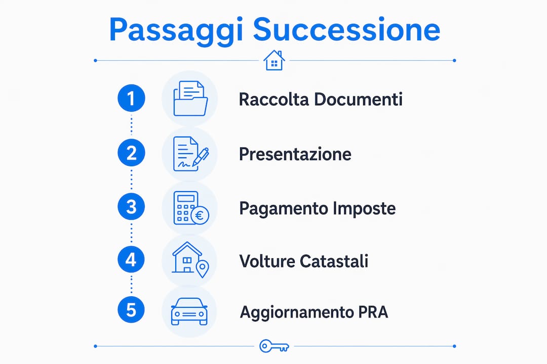 Schema illustrato con le principali fasi della successione