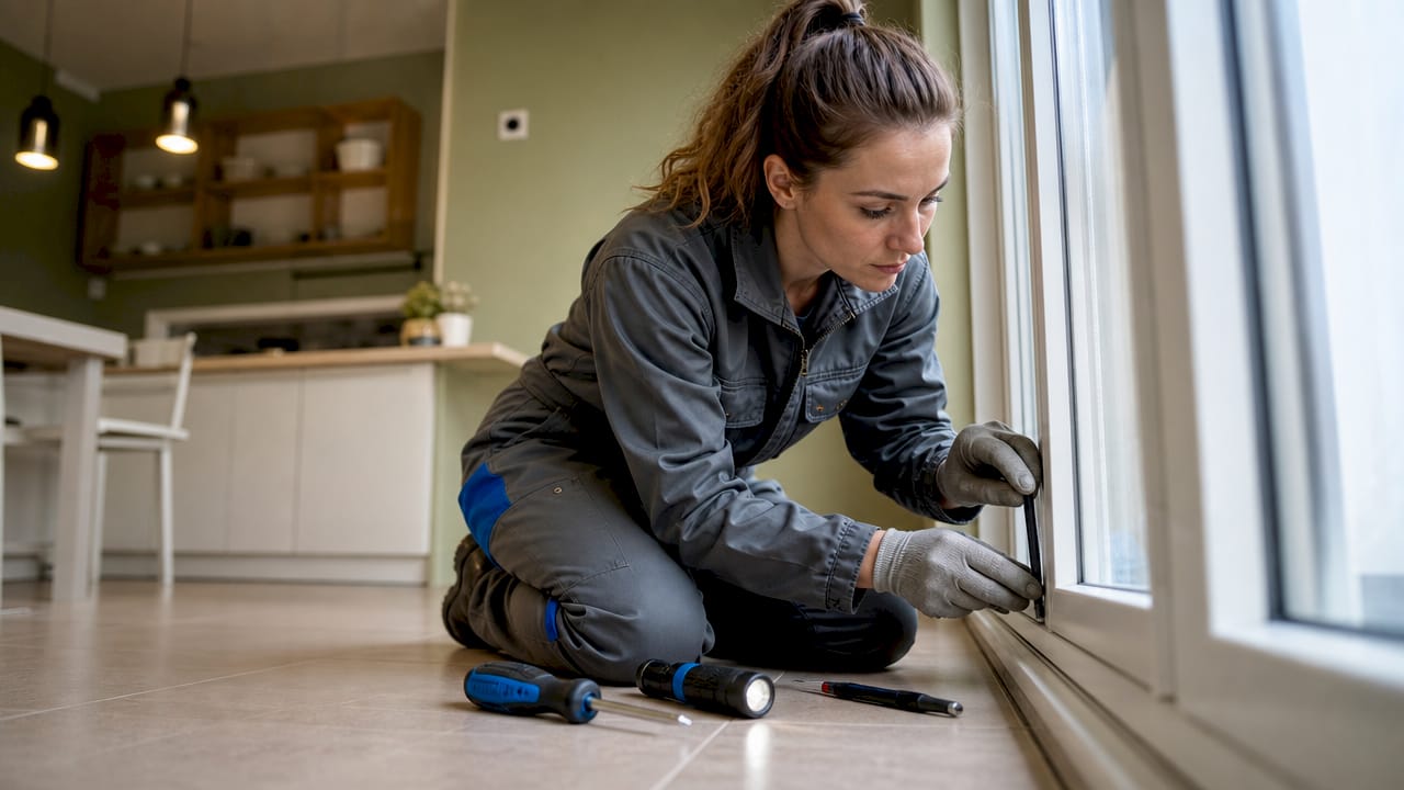 Donna che si prende cura della manutenzione quotidiana della casa