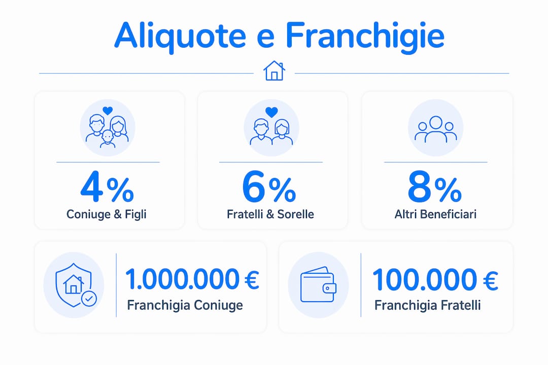 Grafico informativo sulle percentuali e sulle soglie dell’imposta di successione