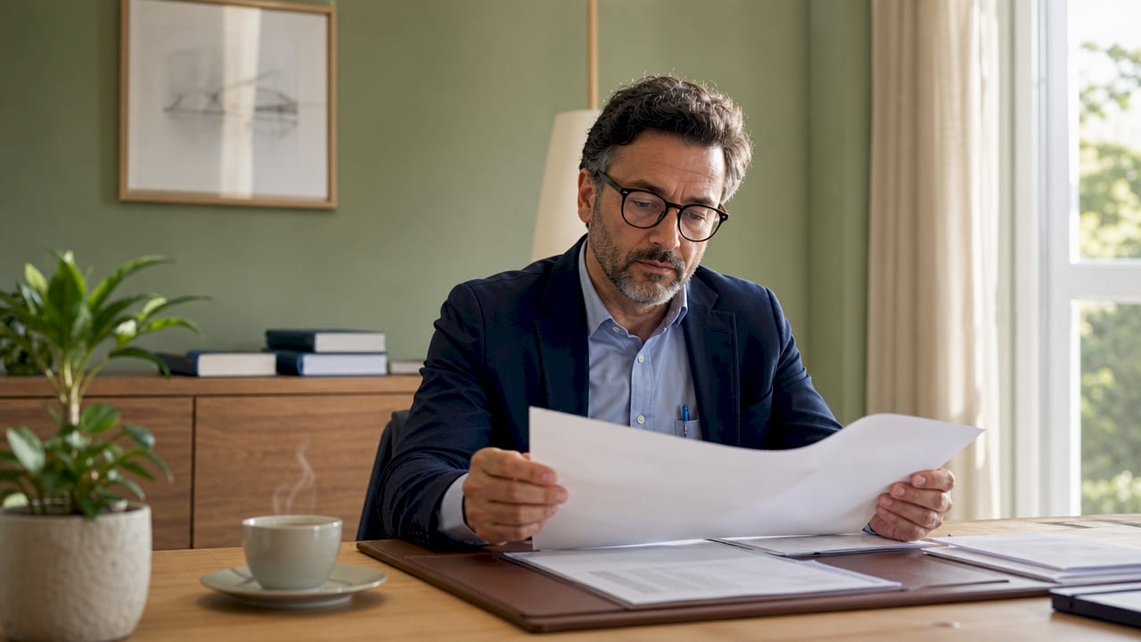 Notaio al lavoro nel proprio studio