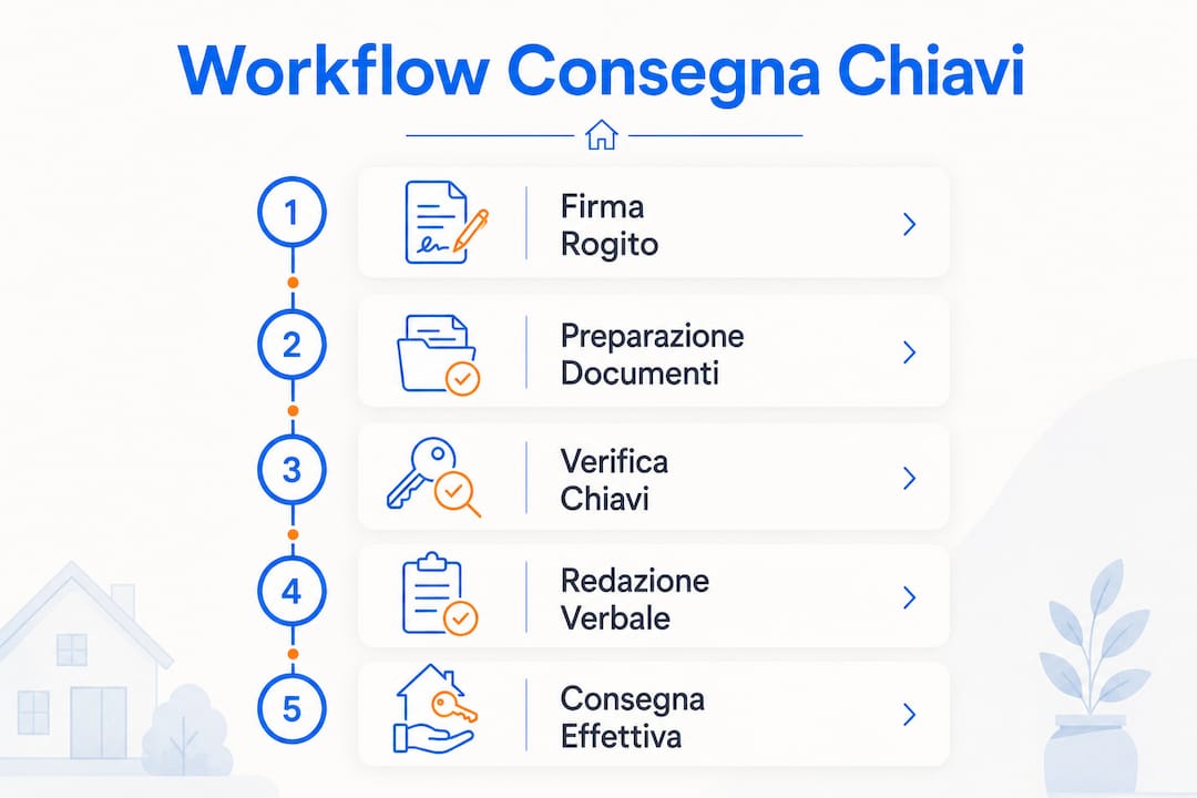 Infografica che illustra tutte le fasi del processo di consegna delle chiavi di casa