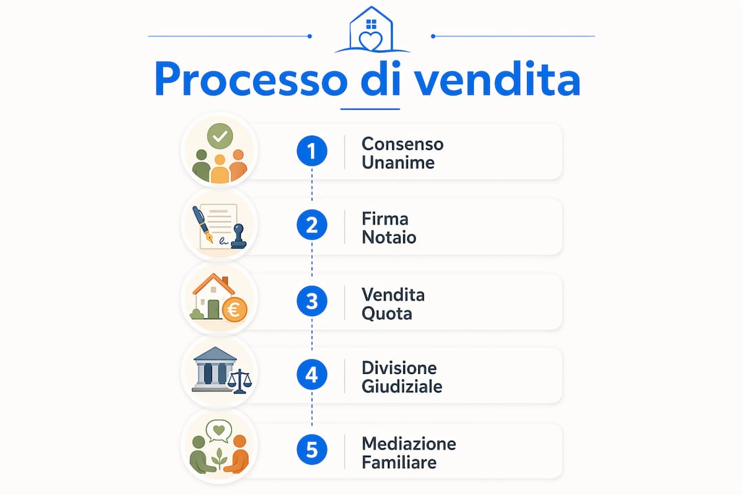Infografica: tutte le fasi della vendita di un immobile tra più eredi