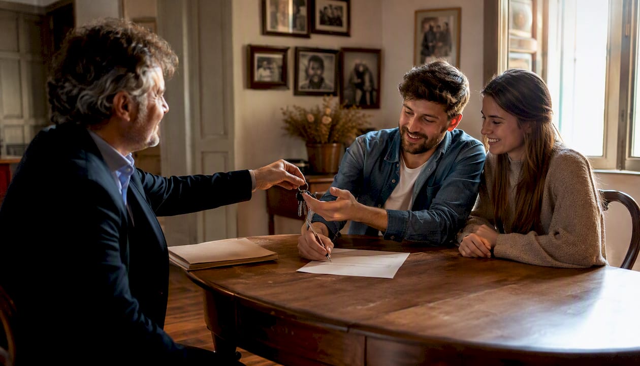 Firma del contratto di vendita per una casa ricevuta in eredità