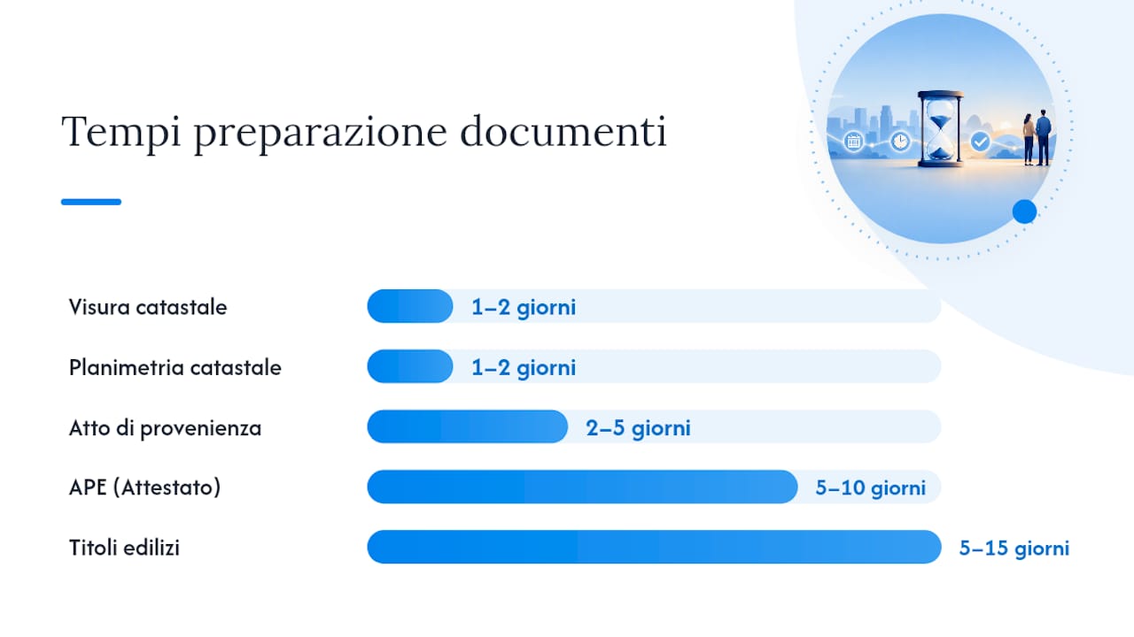 Infografica con la lista dei documenti indispensabili per la vendita