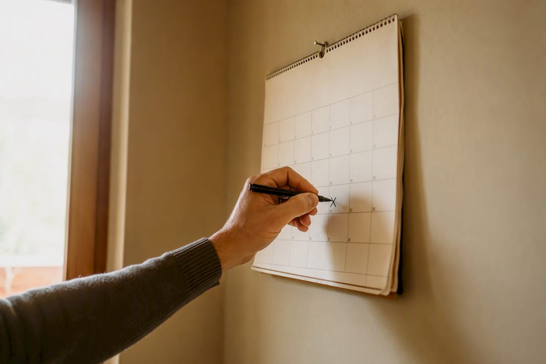 Mano che sistema una scadenza sul calendario
