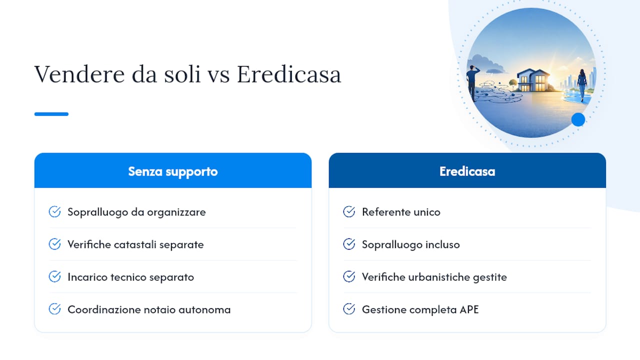 Consulenza Eredicasa per la gestione completa dell'APE e della vendita — overview diagram