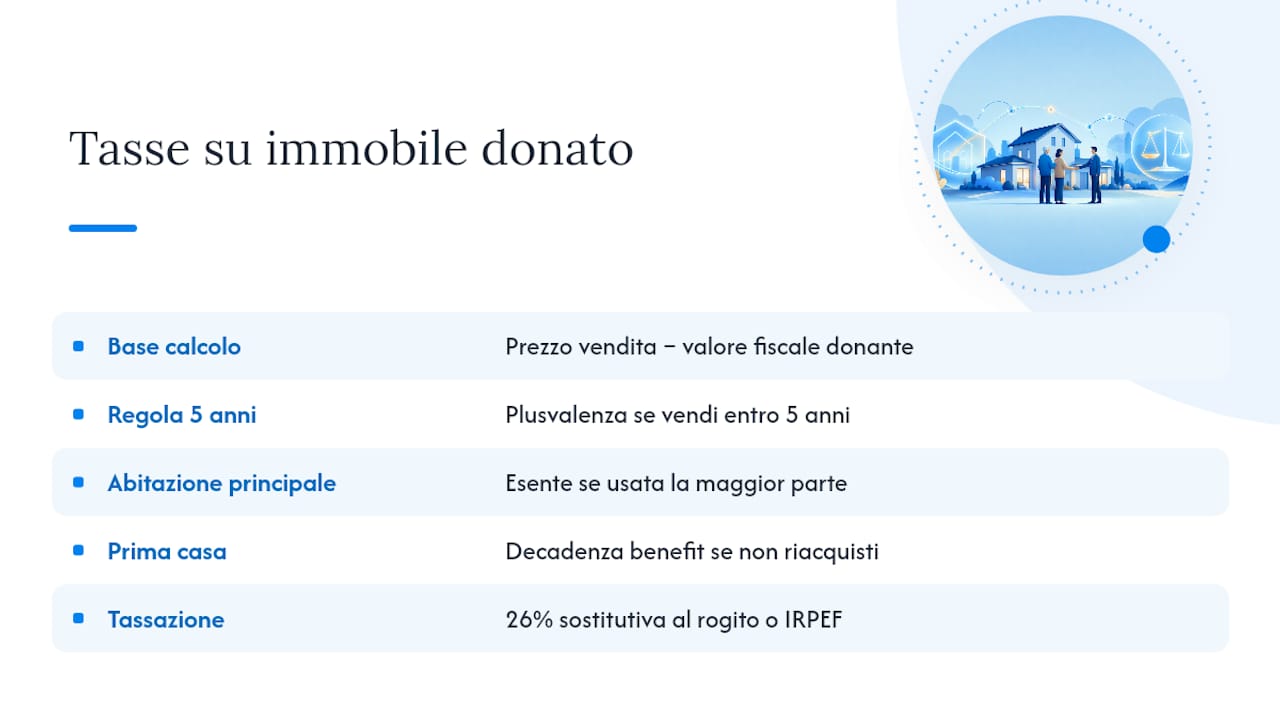 Quali tasse si pagano vendendo un immobile donato? — overview diagram
