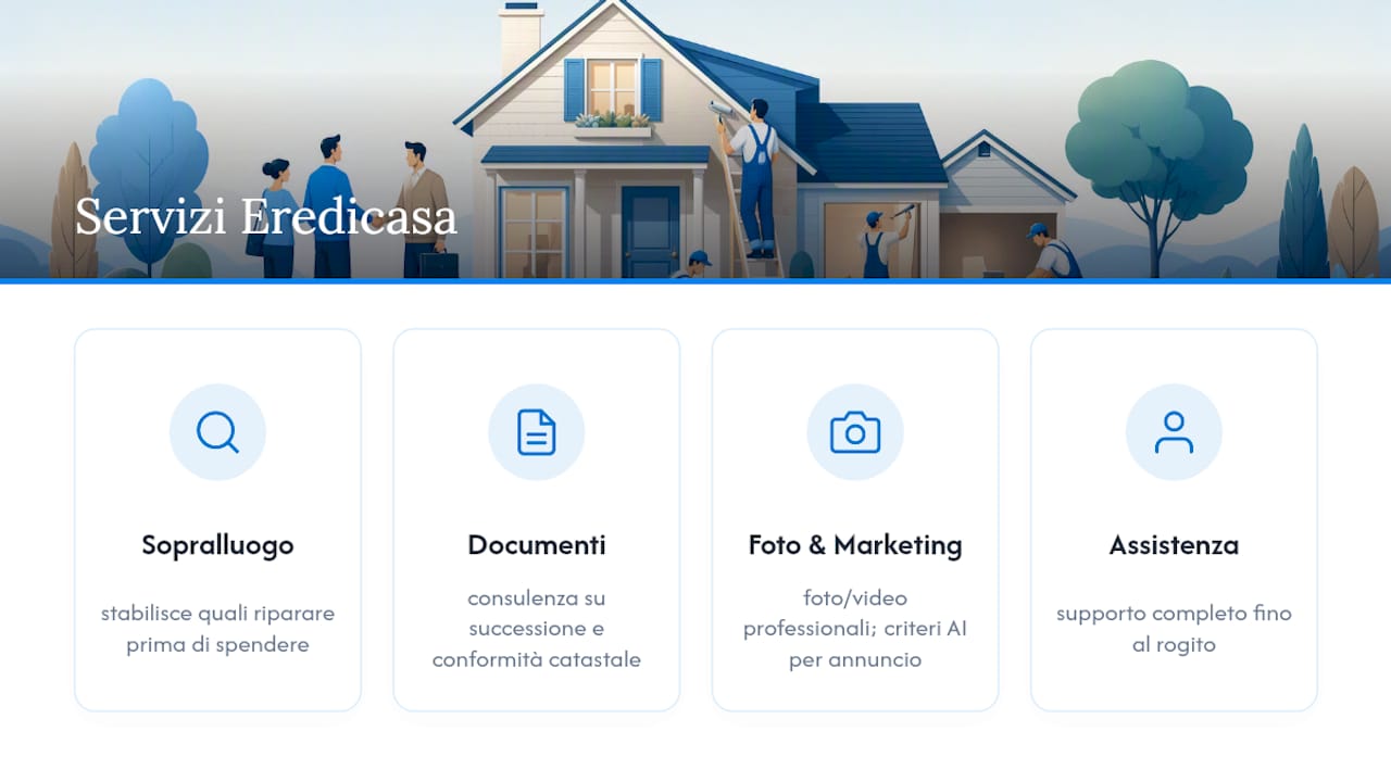Valutazione e gestione completa per chi vende una casa ereditata — overview diagram