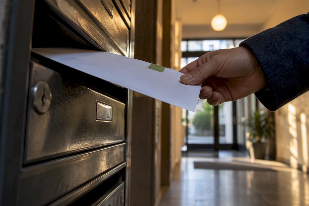 Avviso ufficiale lasciato nella cassetta delle lettere
