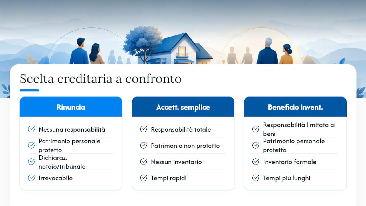 Confronto tra tre opzioni ereditarie