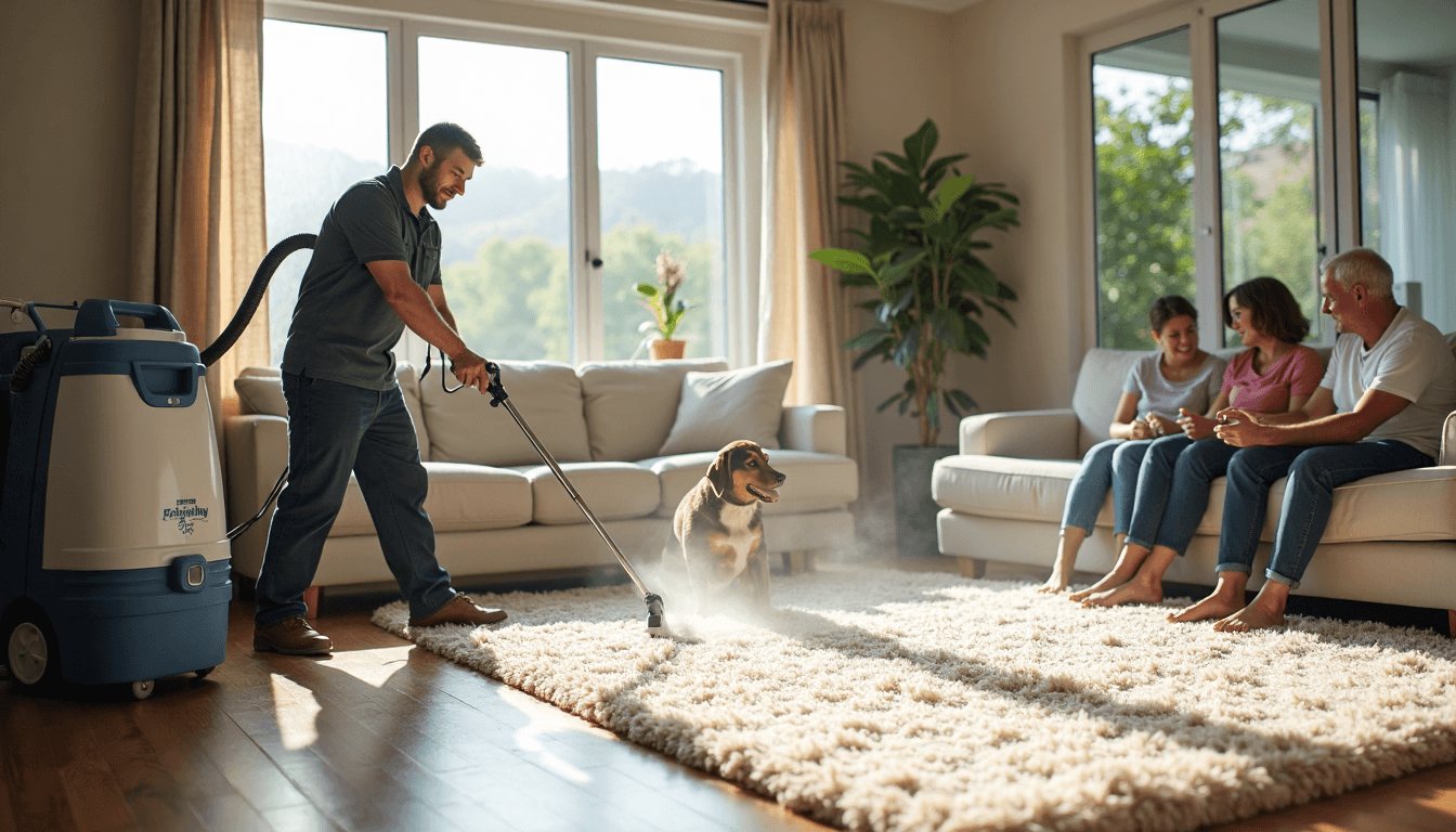Professional deep carpet cleaning in sunlit Yarra Valley living room